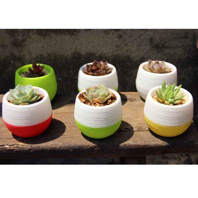 Colourful Mini Round Plastic Plant Flower Pot Garden Home Office Decoration Nursery Pots Plant Flowerpot with Water Tank, Random Color Delivery