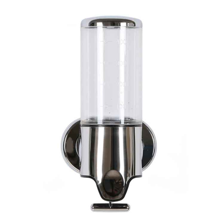 Hotel Shower Manual Dispenser Wall Mounted Washing Liquid Shampoo Soap Bottle, Capacity: 500ml, 500ml/Clear White