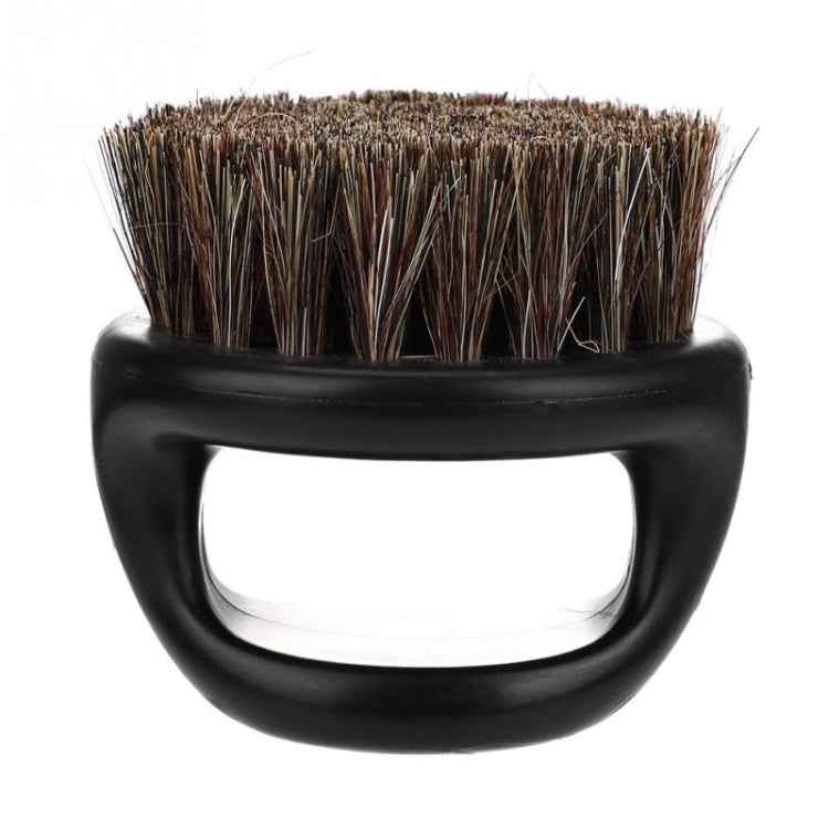 Men Ring Design Portable Boar Brush Black ABS Haircut Cleaning Shaving Brush