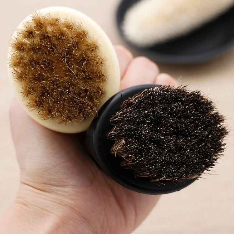 Men Ring Design Portable Boar Brush Black ABS Haircut Cleaning Shaving Brush