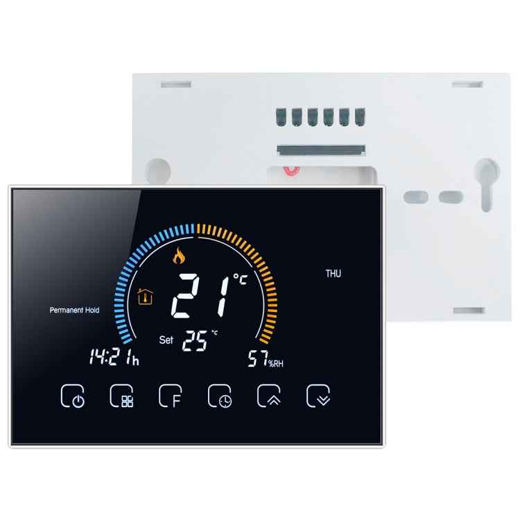 BHT-8000-GCLW Controlling Water/Gas Boiler Heating Energy-saving and Environmentally-friendly Smart Home Negative Display LCD Screen Round Room Thermostat with WiFi