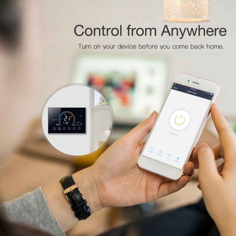 BHT-8000-GCLW Controlling Water/Gas Boiler Heating Energy-saving and Environmentally-friendly Smart Home Negative Display LCD Screen Round Room Thermostat with WiFi