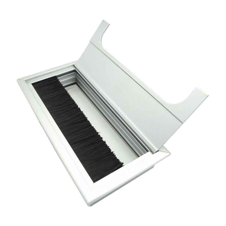 8x16cm Desk Dustproof Aluminum Wire Box Threading Box with Brush