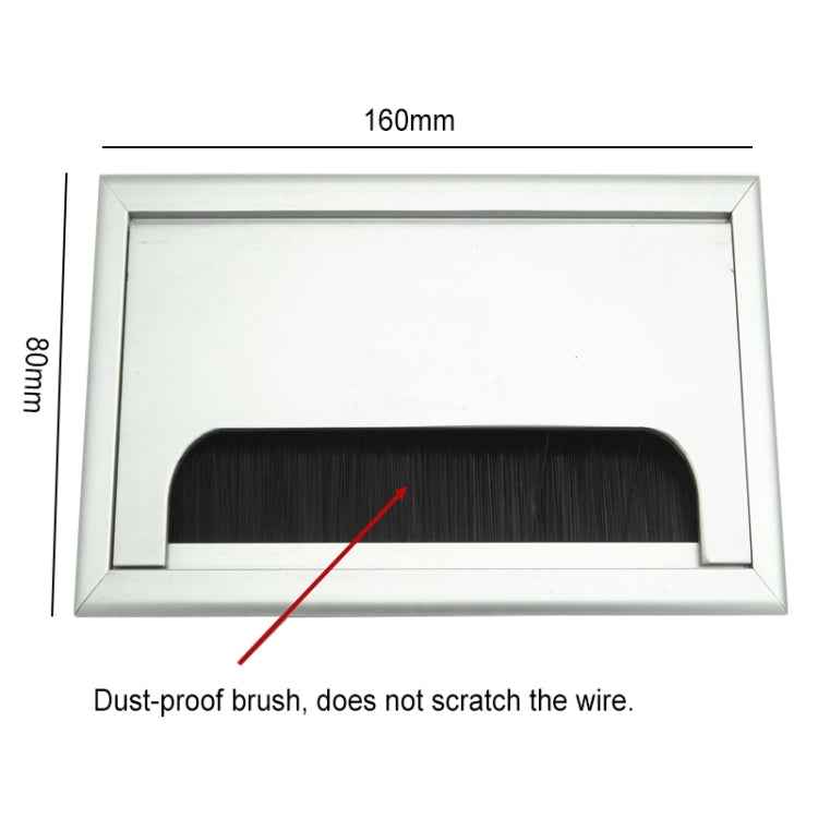 8x16cm Desk Dustproof Aluminum Wire Box Threading Box with Brush