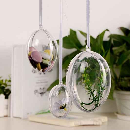 6 PCS Transparent Plastic Hollow Ellipsoid Easter Christmas Wedding Decorations