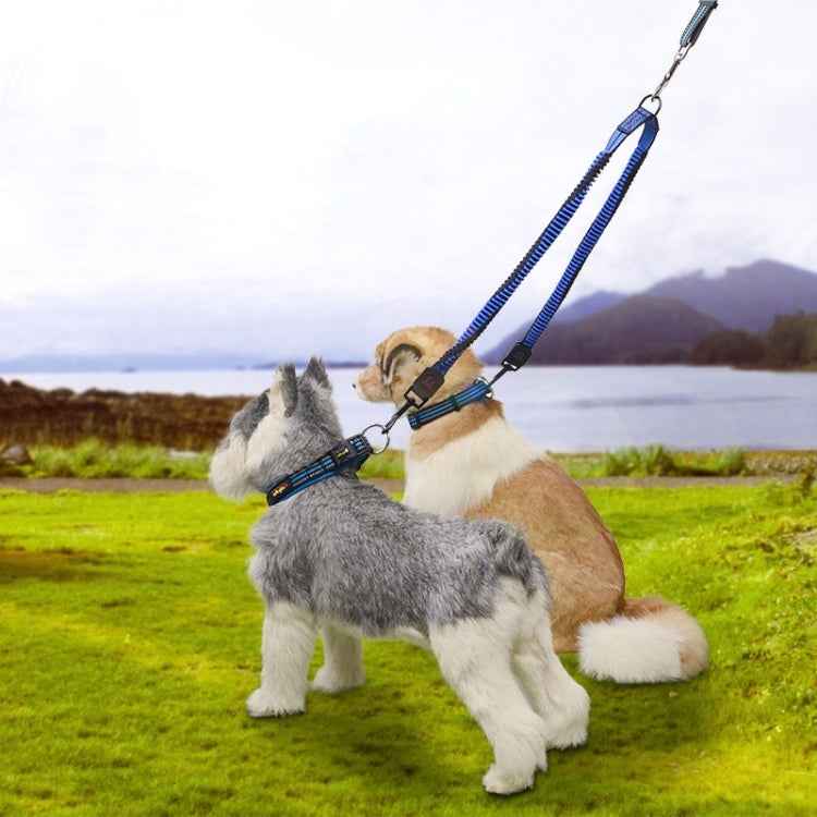Pet Telescopic Buffer Double Traction Rope Nylon Reflective Braided Rope, Small, Length: 70cm, Random Color Delivery