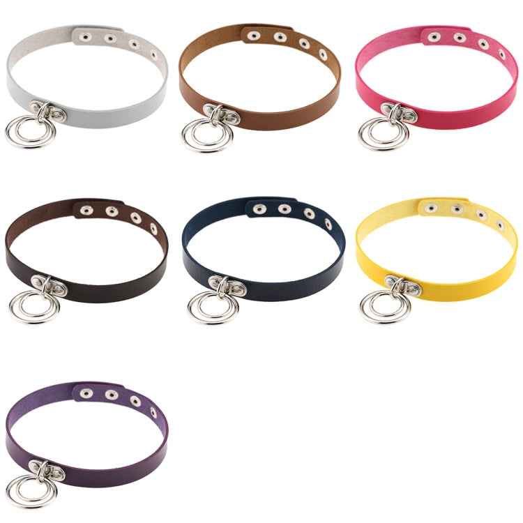 2 PCS European and American Rock Punk Nightclub Street Dancing Dual-ring Leather Collar Necklace, Random Color Delivery