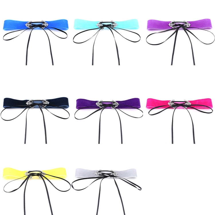 2 PCS European and American Fashion Street-snap Collar Hollow Alloy Velvet Choker Necklace, Random Color Delivery