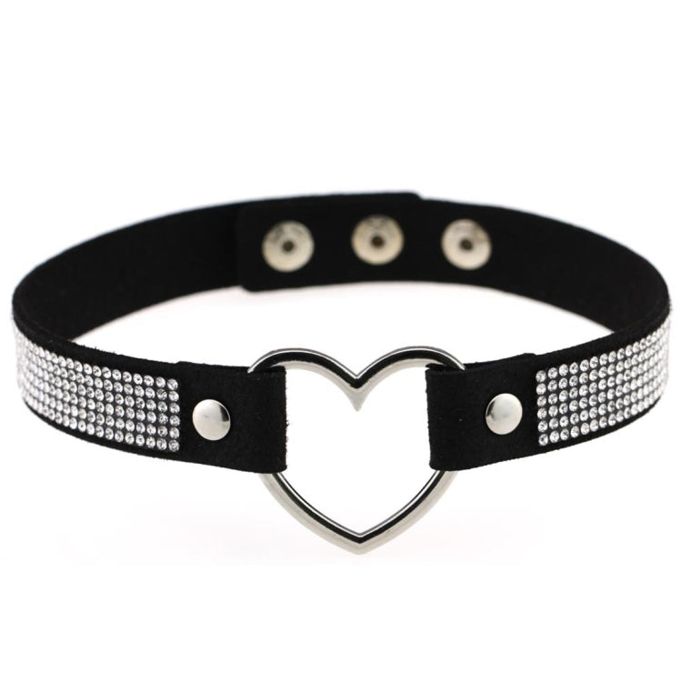 Japanese Harajuku Rhinestone Heart Shape Punk Collar Fashion Female Choker Necklace, Random Color Delivery
