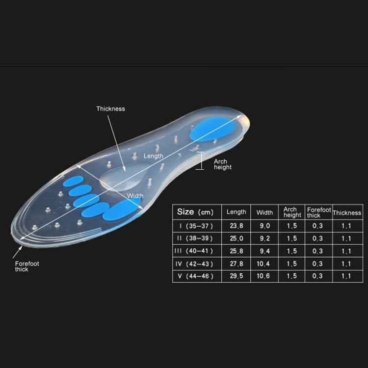 1 Pair Transparent Cushioning Silica Gel Insoles Size: 44-46yards