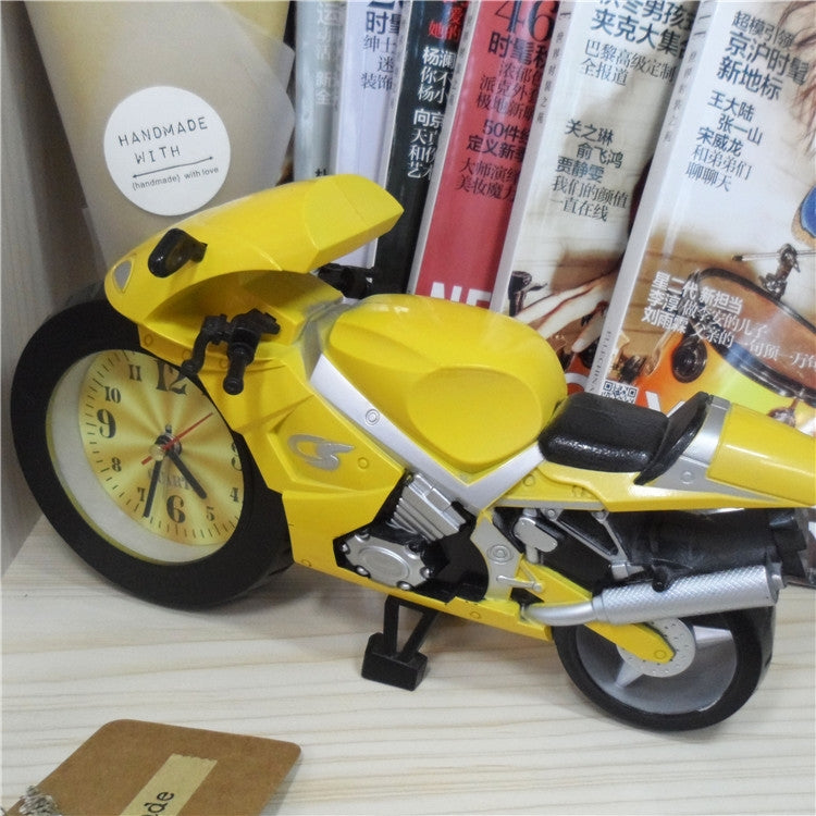 Creative Artistic Motorcycle Alarm Clock Desk Clock Model for Household Shelf Decorations