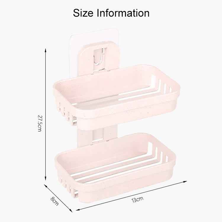 Wall Hanging Traceless Double-deck PP Soap Holder Bathroom Storage Shelf