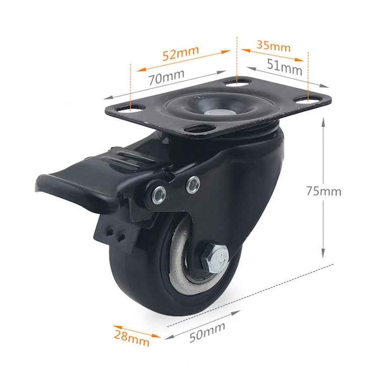 2 PCS 2 inch Furniture Cabinet Coffee Table Silent Universal Brake Wheel