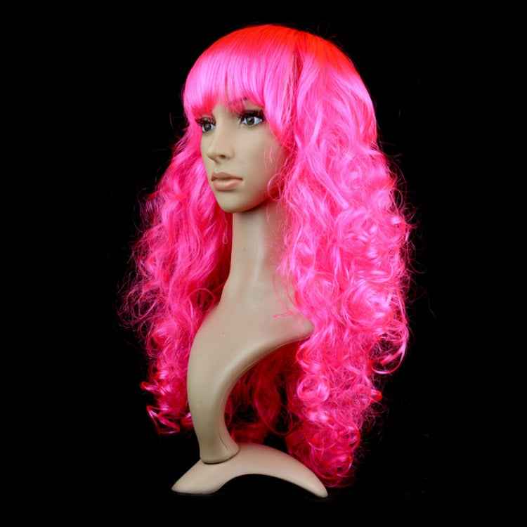 Colorful Wild-Curl Up Party Headwear Wavy Long PET Wigs For Female(Black)