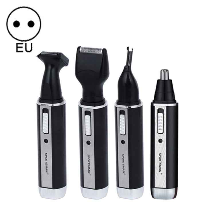 SPORTSMAN Four-in-one Rechargeable Ear Nose Trimmer Electric Shaver Beard Face Eyebrows Hair Trimmer For Men, EU Plug(Black, 220V)