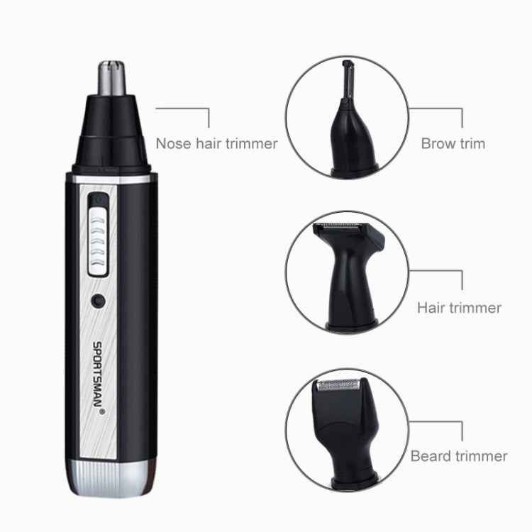 SPORTSMAN Four-in-one Rechargeable Ear Nose Trimmer Electric Shaver Beard Face Eyebrows Hair Trimmer For Men, EU Plug(Black, 220V)