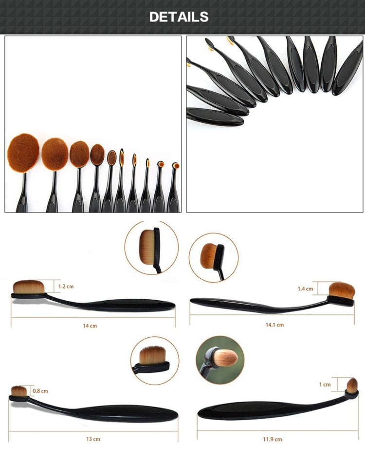 10 PCS Toothbrush Style Handle Makeup Brush Eyebrow Brush Set