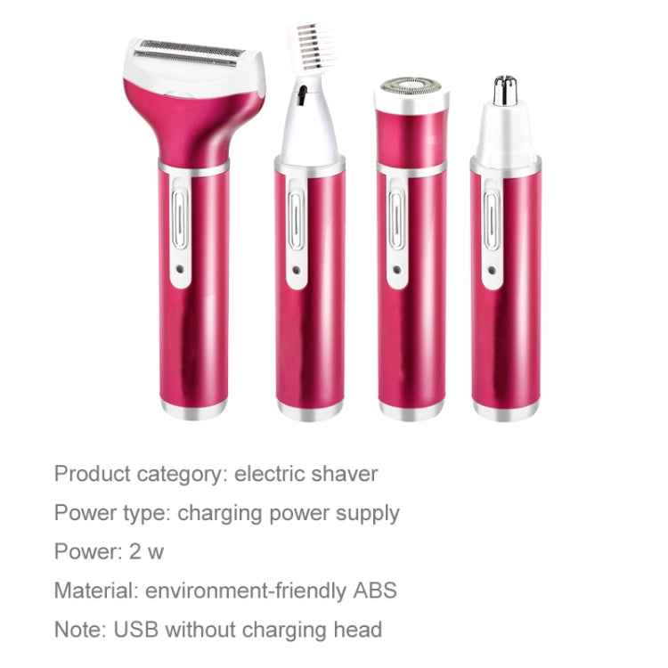 4 In 1 USB Rechargeable Vibrissa Eyebrows Trimmer Body Hair Denuding Machine Set with USB Cable