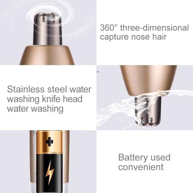 SPORTSMAN Water Proof Battery Power Supply Male Nose Ear Hair Bullet Shaped Trimmer(Gold)