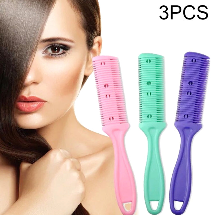 3pcs Hair Tools Double-sided Knife Hair Comb Hair Bangs Trimmer Thinning Device Hair Clipper, Random Color Delivery