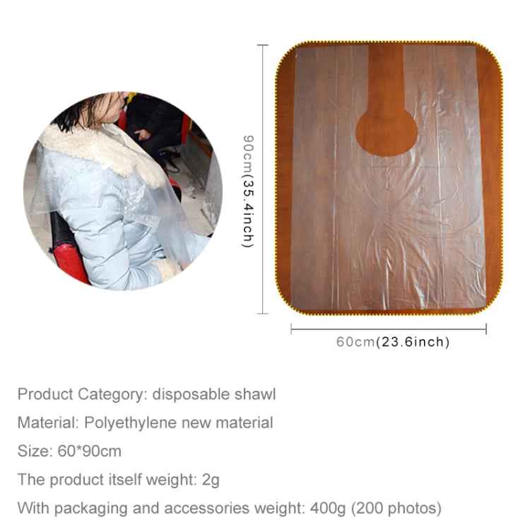200 PCS One-time Hair Coloring Shawl/Cap Hairdressing Salon Hair Treatment Cloth Scarf(Transparent)