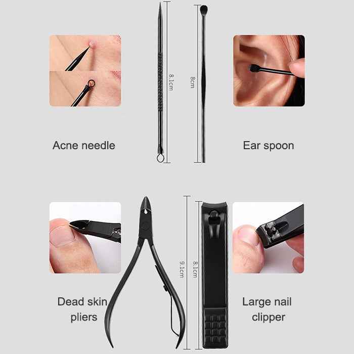 12 in 1 Advanced Stainless Nail Care Clipper Pedicure Manicure Kits with Leather Case