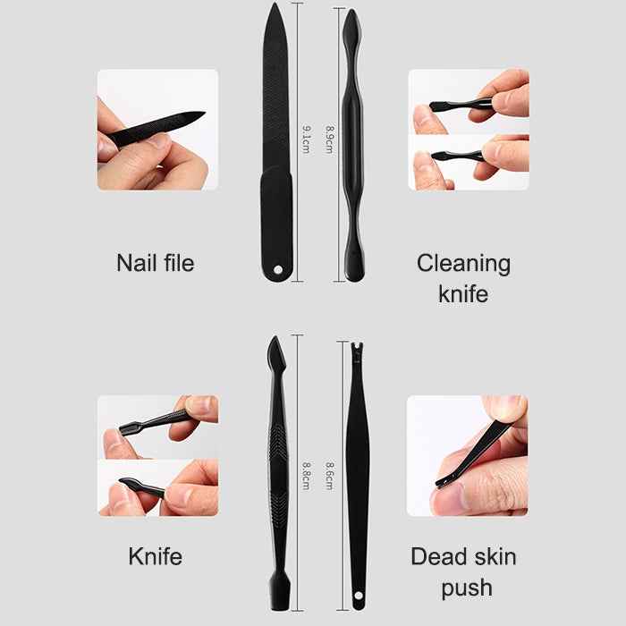 12 in 1 Advanced Stainless Nail Care Clipper Pedicure Manicure Kits with Leather Case