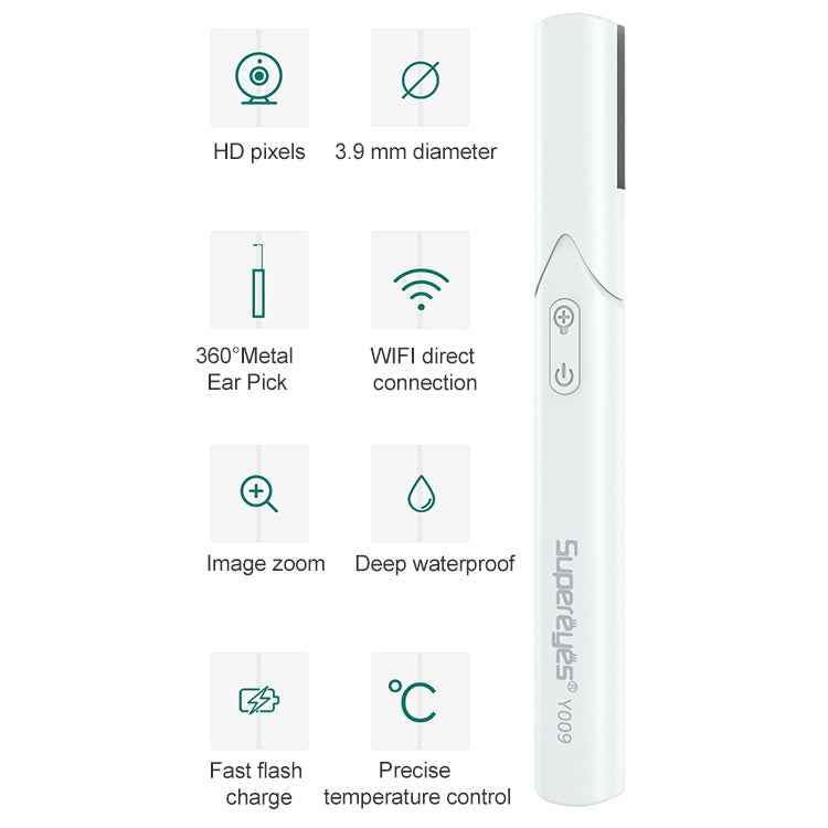 Supereyes Y009 Visual Ear Pick Acne Cleaning Microscopic Magnifying Mirror Endoscope