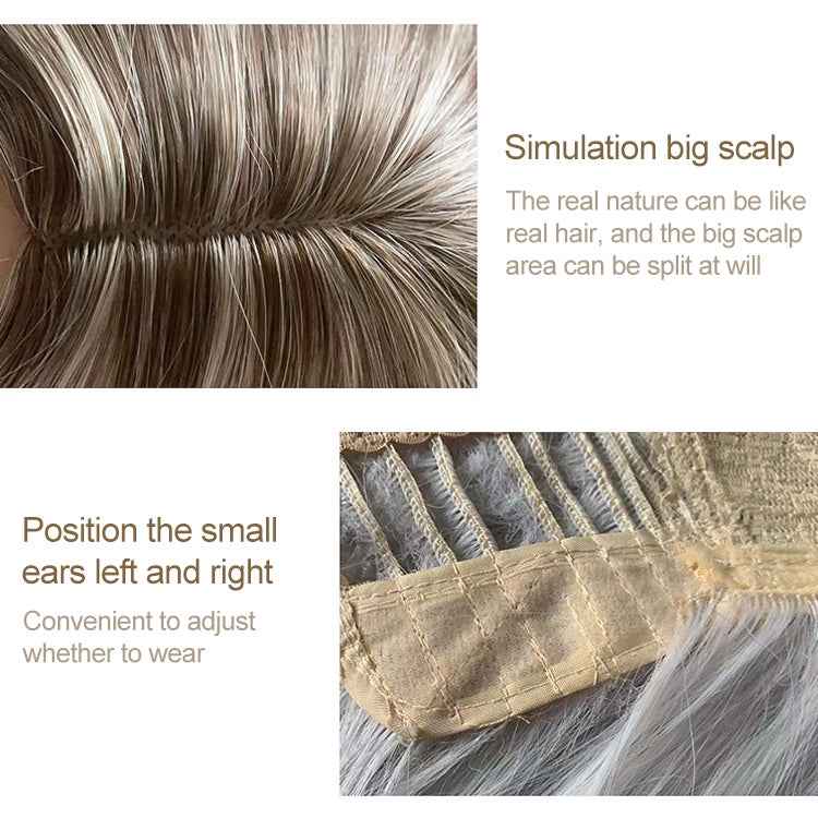 A557 Ladies Mid-point Big Wave Linen Brown Mixed Color Long Curly Wig