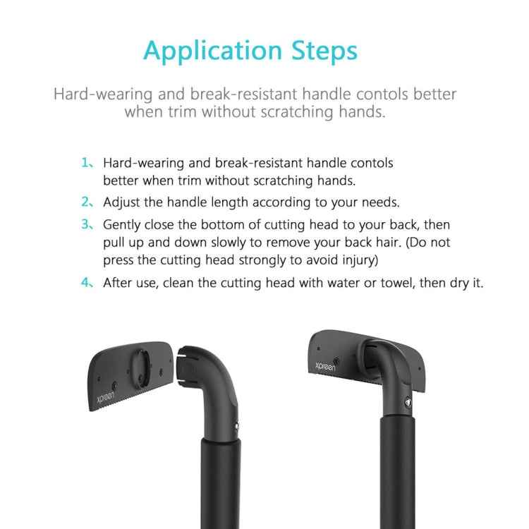 XPREEN XPRE034 Stretchable Handle Stainless Steel Blade Back Shaver Adjustable Back Razor with Lanyard for Men