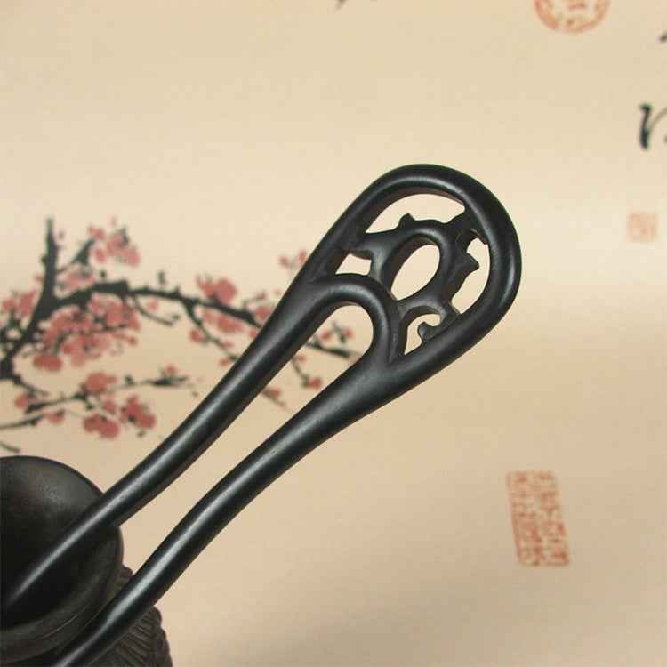 Classical sandalwood tassel hairpin-U-shaped Carving + Gift Box, Gift Box Colors Are Random