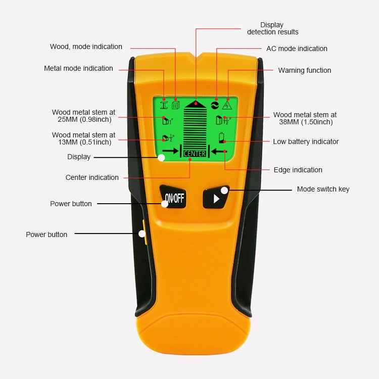 TH210 3 in 1 Wall Metal Detector for Voltage and Cable with Metal Detection Function