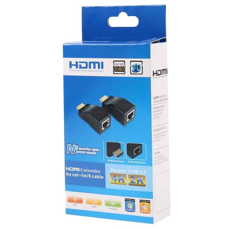 HDMI to RJ45 Extender Adapter (Receiver & Transmitter) by Cat-5e/6 Cable, Support HDCP, Transmission Distance: 30m