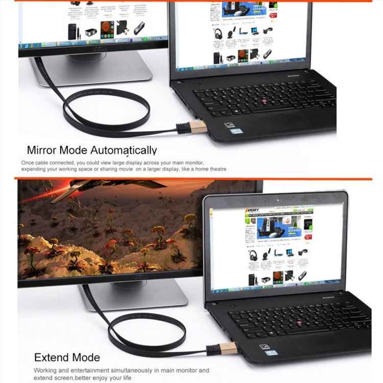 1m HDMI 2.0 (4K) 30AWG High Speed 18Gbps Gold Plated Connectors HDMI Male to HDMI Male Flat Cable