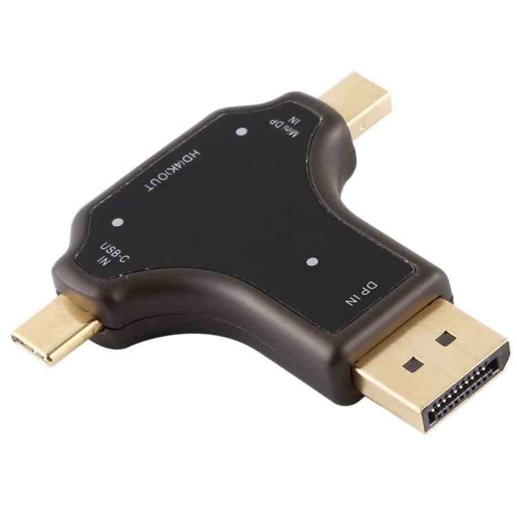 D63A DisplayPort + Mini DP + UCB-C / Type-C Male to HDMI Female 3 in 1 Adapter