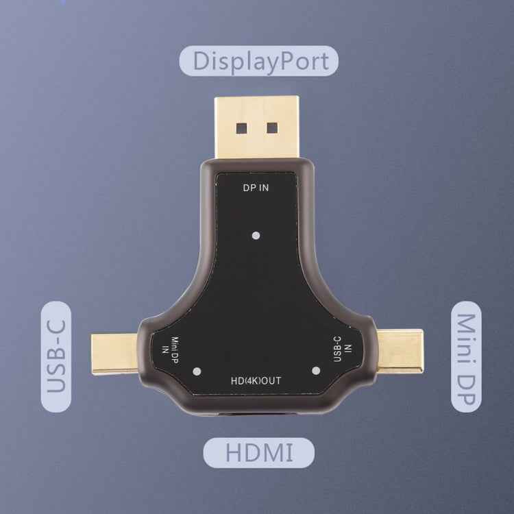 D63A DisplayPort + Mini DP + UCB-C / Type-C Male to HDMI Female 3 in 1 Adapter