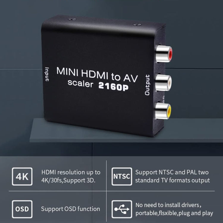 Mini HDMI to AV / CVBS Composite Video Signal Converter, Mini HDMI to AV / CVBS