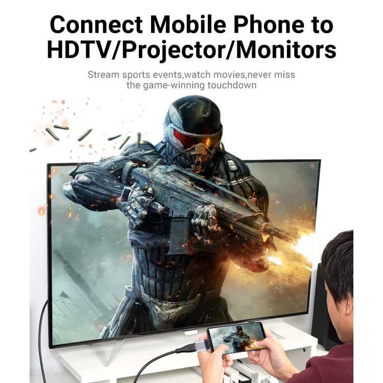 Type-C Male Connector To HDMI Version 2.0 Adapter,Supports 3D Visual Effects