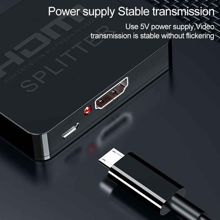 1x2 Mini HDMI Amplifier Splitter, Support 3D & 4K x 2K