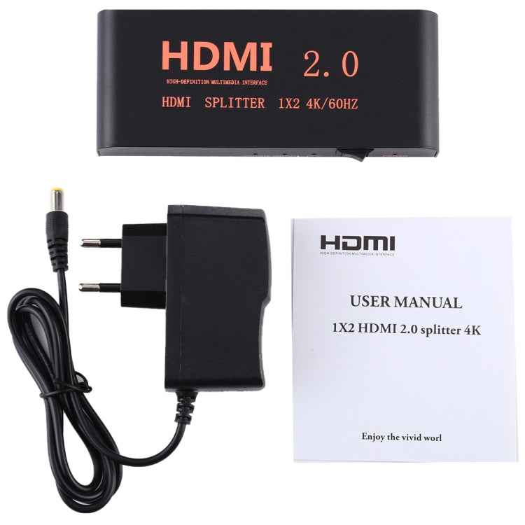 CY-041 1X2 HDMI 2.0 4K/60Hz Splitter, EU Plug