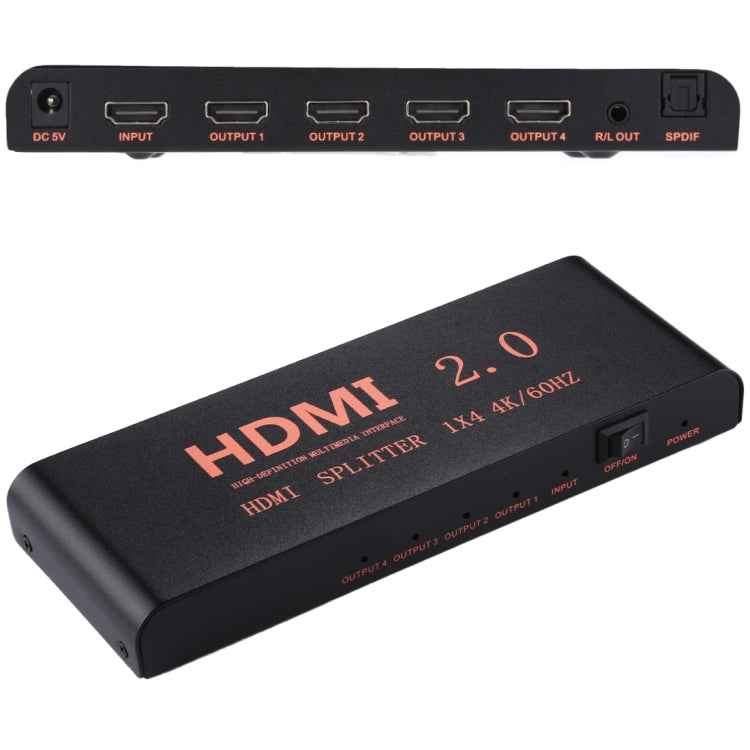 CY-042 1X4 HDMI 2.0 4K/60Hz Splitter, EU Plug