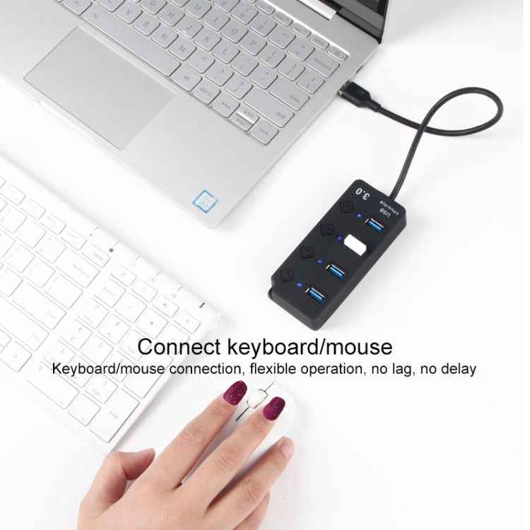 Onten 5301 USB 3.0 Male to 4 USB 2.0 Female Splitter Extender with Independent Switch