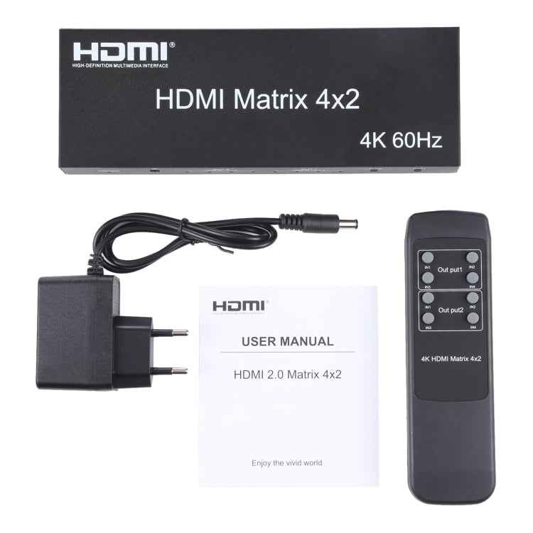 HDMI 4x2 Matrix Switcher / Splitter with Remote Controller, Support ARC / MHL / 4Kx2K / 3D, 4 Ports HDMI Input, 2 Ports HDMI Output
