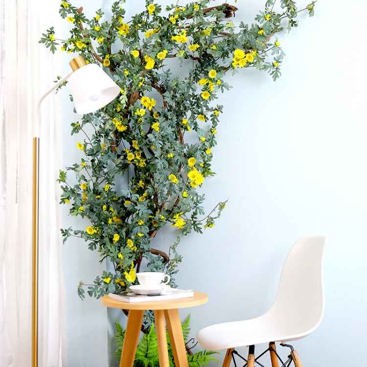 Daisy Leaf Artificial Flower Vine Interior Background Wall Window Decoration, Length: 1.75m