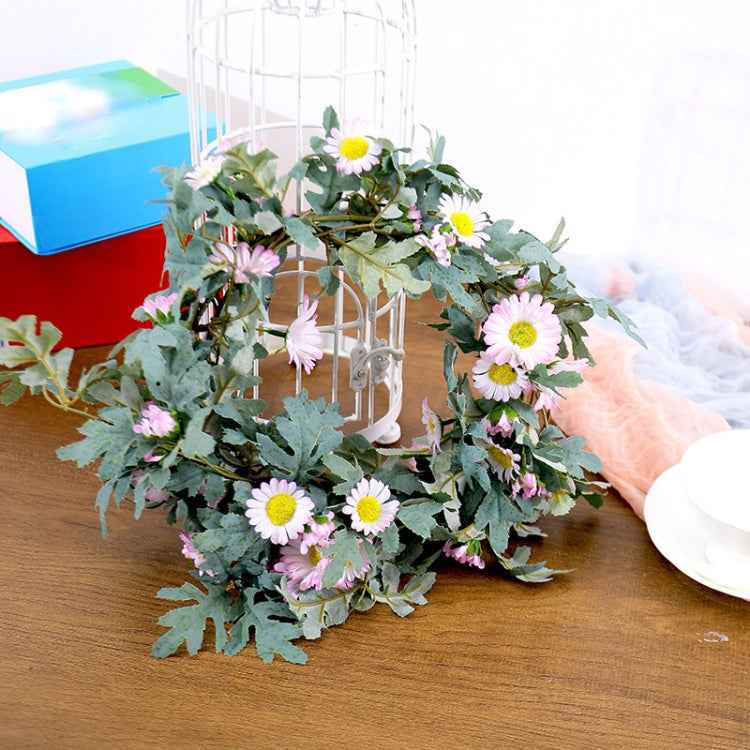 Daisy Leaf Artificial Flower Vine Interior Background Wall Window Decoration, Length: 1.75m
