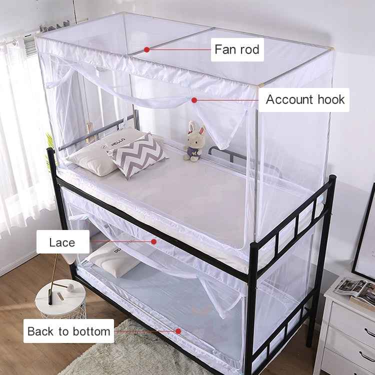 Student Dormitory Square Ceiling Zipper Mosquito Net Encryption Zipper Three Door Defence Mosquito for Upper Berth