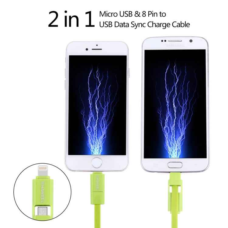 HAWEEL 1m 2 in 1 Micro USB & 8 Pin to USB Data Sync Charge Cable