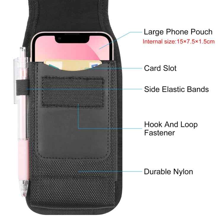 HAWEEL 4.7-6.1 inch Nylon Cloth Phone Belt Clip Carrying Pouch with Card Slot