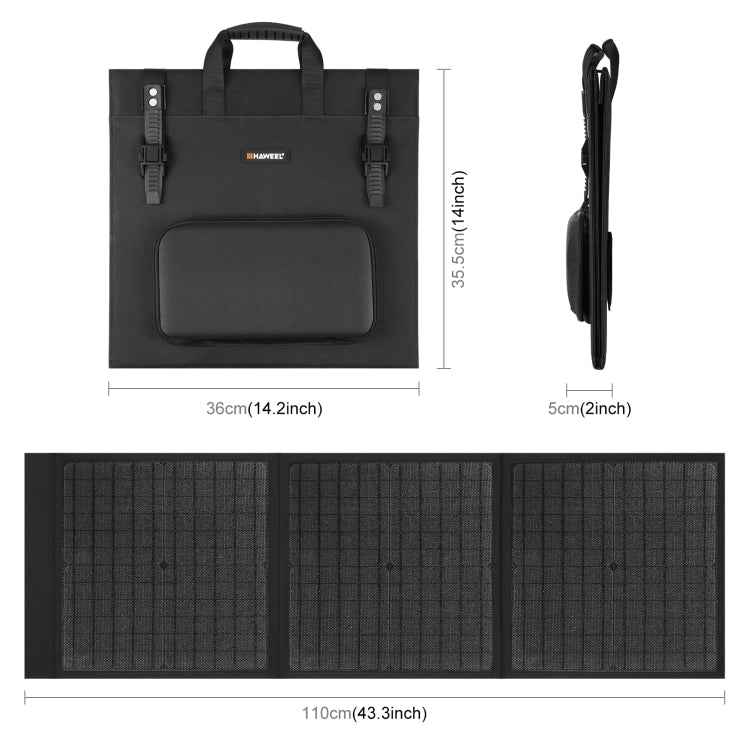 HAWEEL 60W Foldable Solar Panel Charger Travel Folding Bag