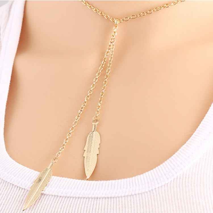 Golden Leaves Simple Short Paragraph Clavicle Chain